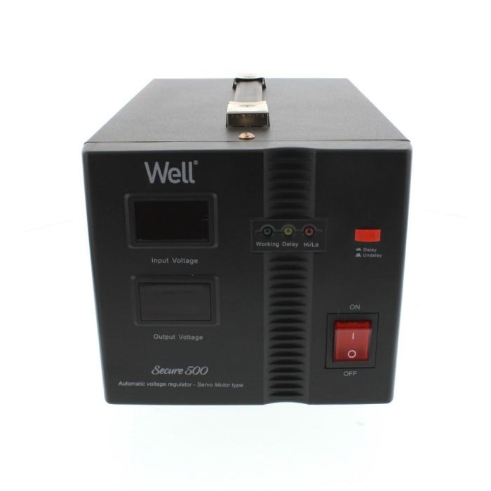 Stabilizator de tensiune monofazic cu servomotor, 0.5KVA, 300W, WELL, Secure