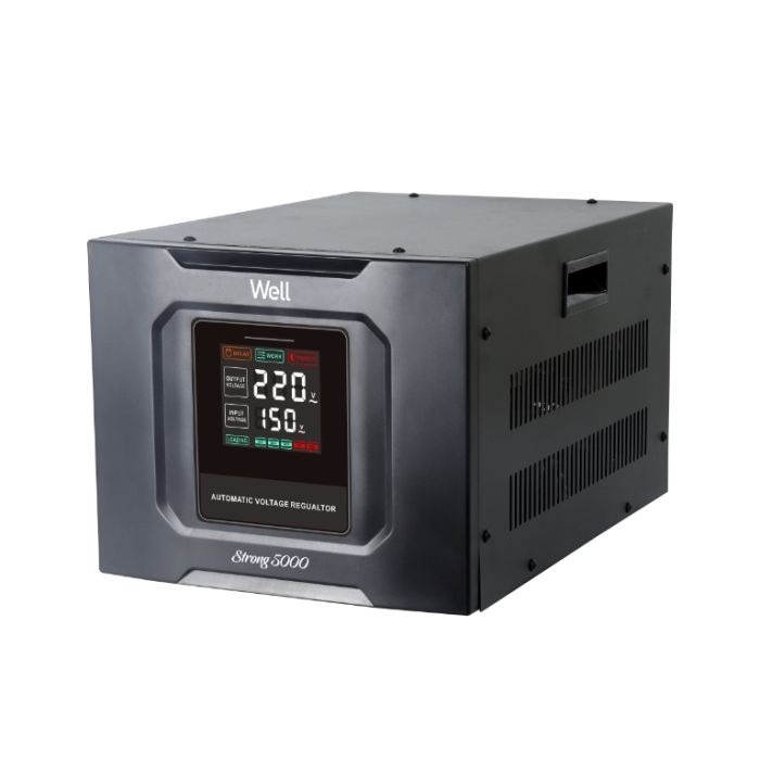 Stabilizator de tensiune monofazic cu servomotor, 5.0KVA, 3000W, WELL, Strong