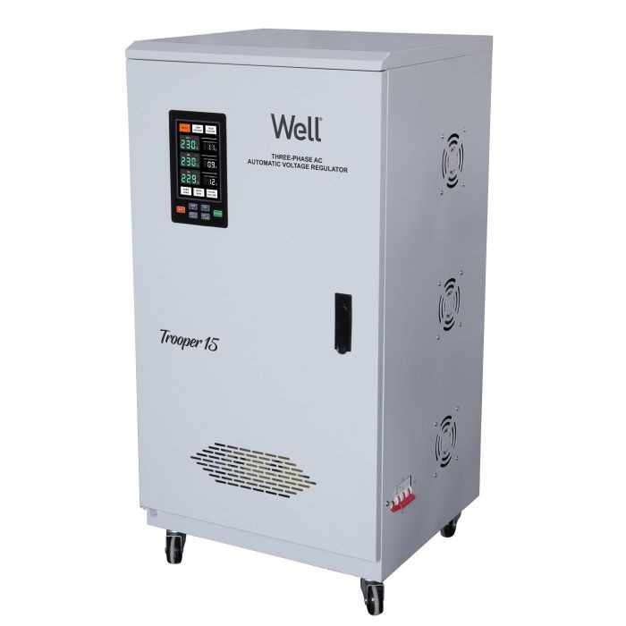Stabilizator de tensiune trifazic cu servomotor, 15KVA, 12KW, WELL, Troper