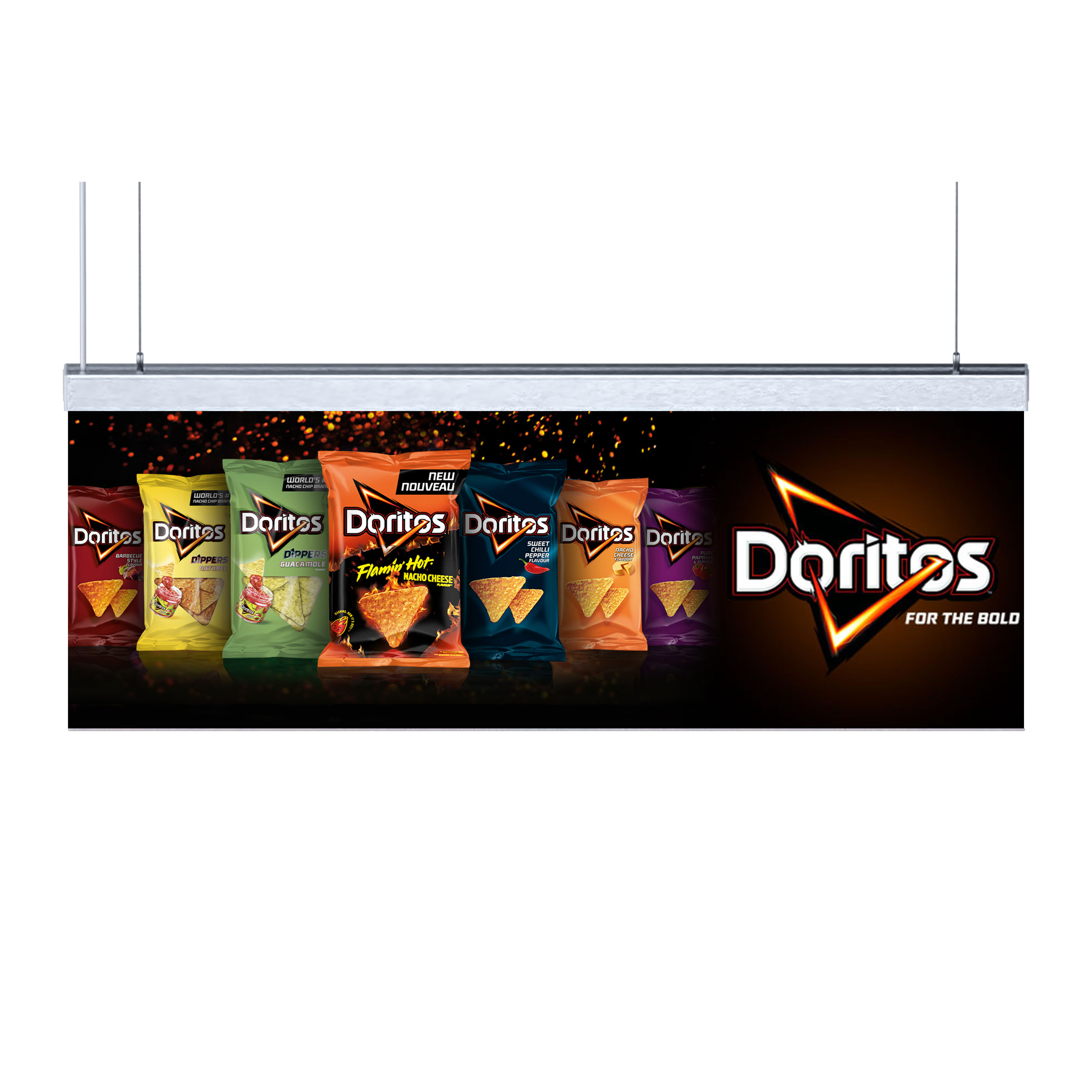 Panou publicitar LED suspendat bidirectional, H0, orizontal, 6000K, IP20, 24VDC, 1200x450mm, abcMIX, PB1236