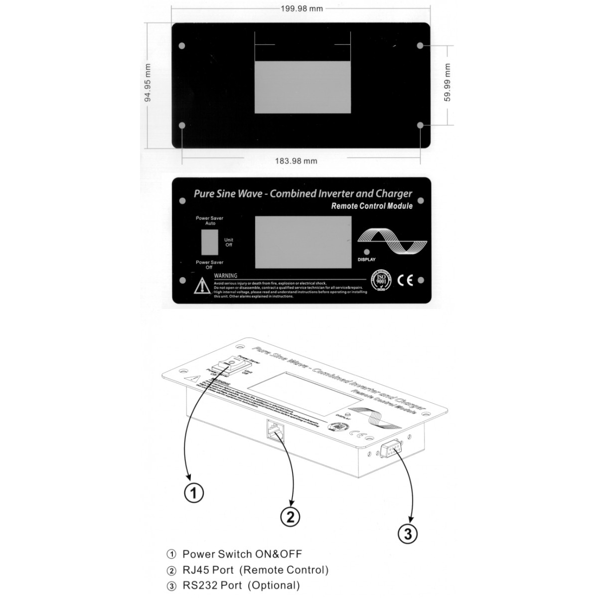 Panoul de control cu cablaj cu afisaj LCD pentru UPS Power Sinus, VOLT,