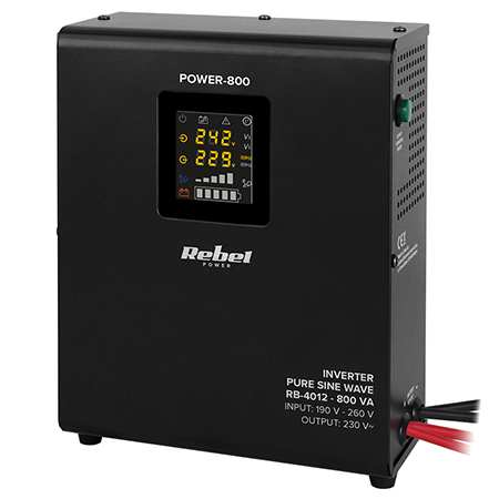 UPS pentru centrale termice, 2 prize Schuko, 0.8KVA, 500W, sinusoidala pura, Rebel