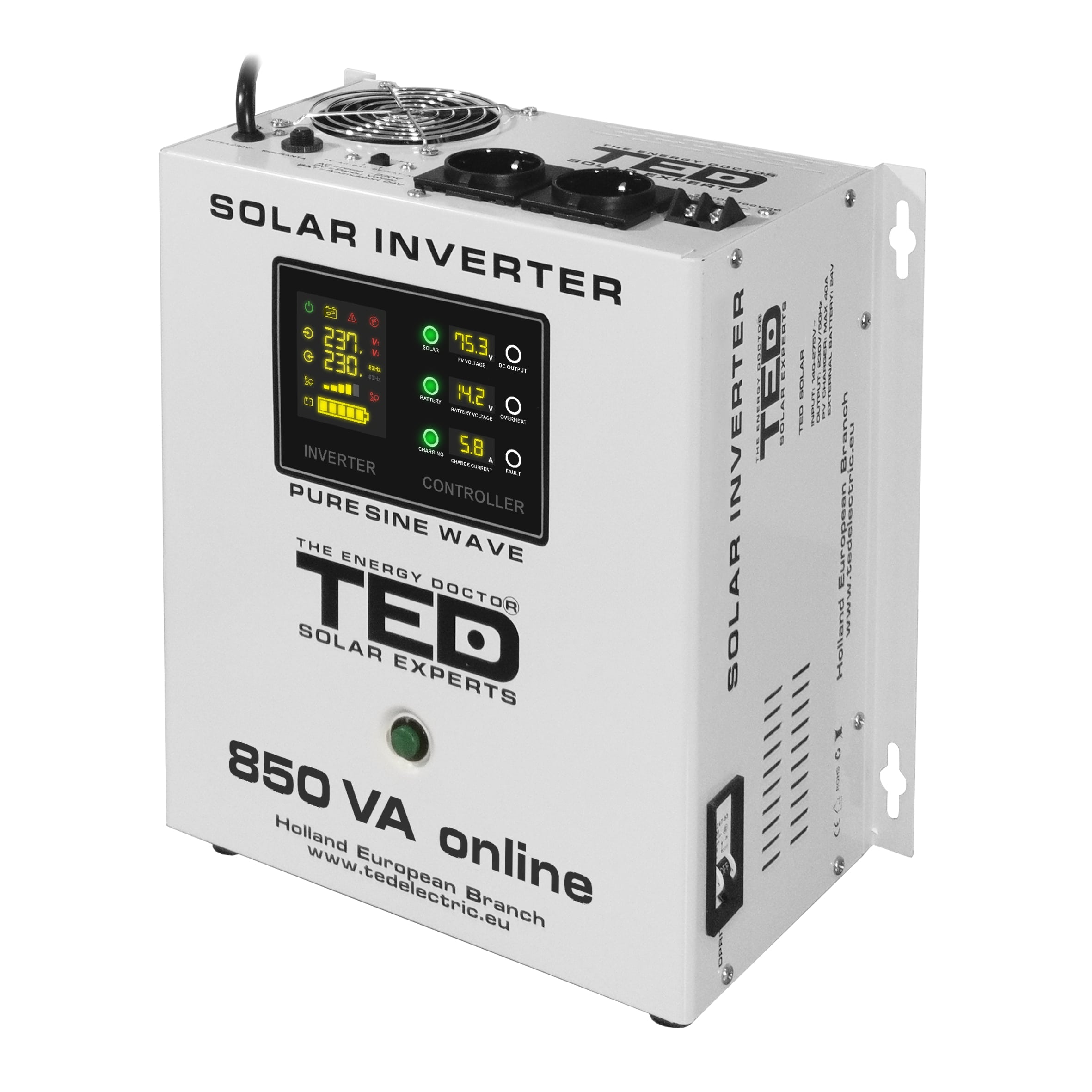 Invertor solar 2 prize Schuko, 0.85KVA, 500W, TED000286