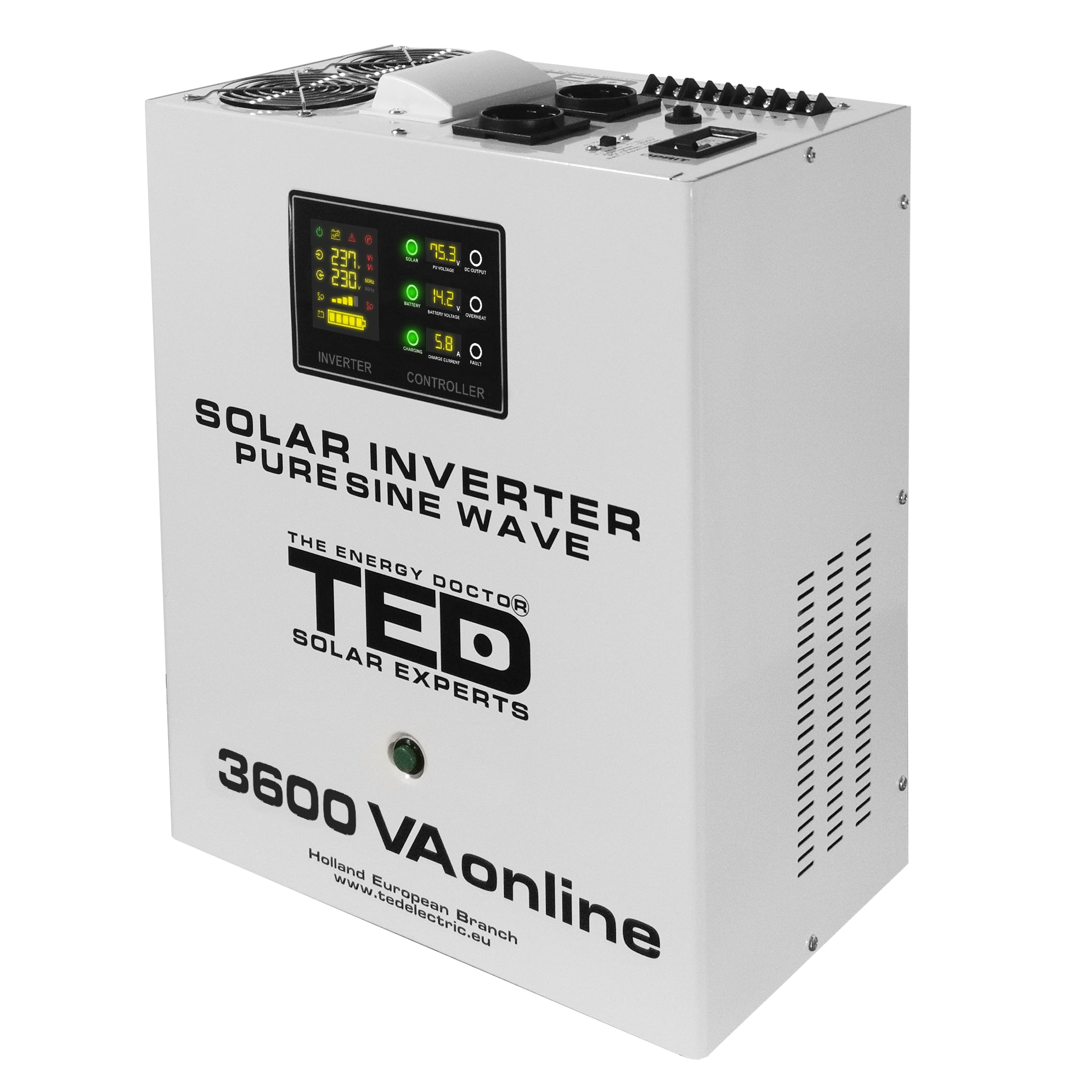 Invertor solar 2 prize Schuko + regleta, 3.6KVA, 2400W, TED000309