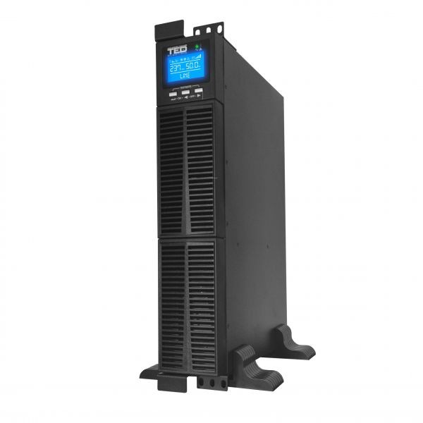 UPS monofazic, 1x Schuko + 2x IEC + 1x RS323, 1KVA, 900W, TED, rackabil