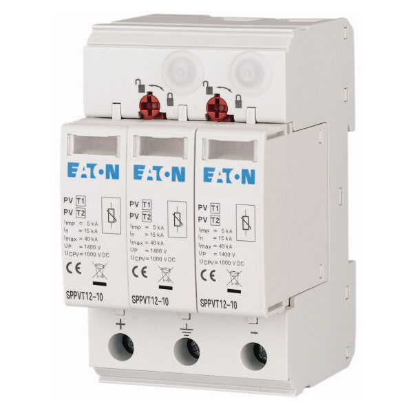 Descarcator la supratensiune fotovoltaic Eaton, 3+0, debrosabil fara semnalizare, 3P, C, 1000VDC, 177256