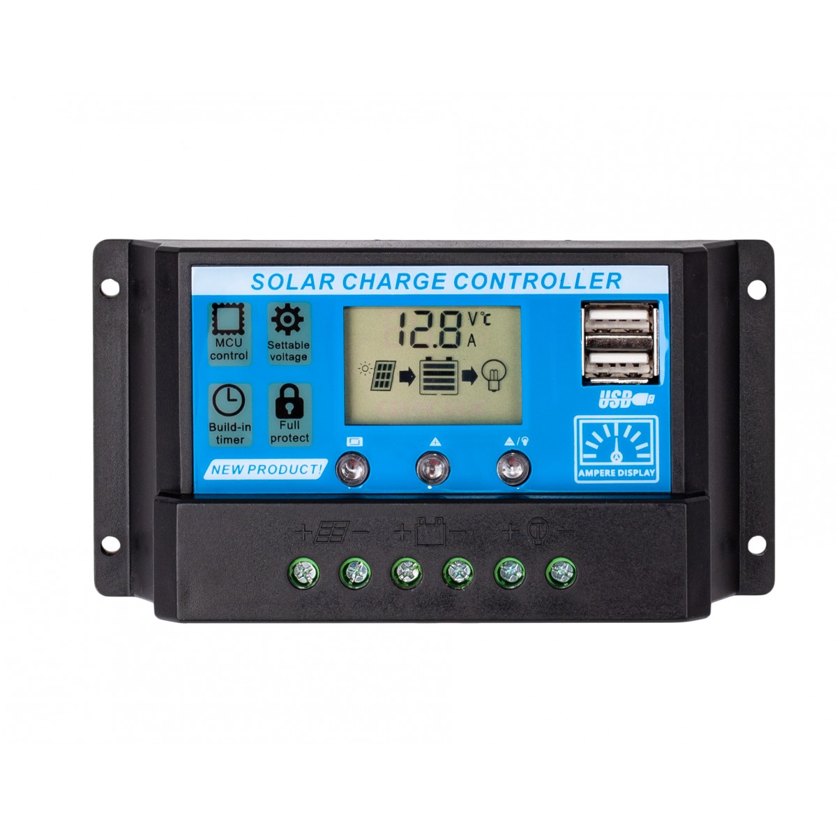 Regulator solar pentru sisteme fotovoltaice, 20A, 2XUSB, SOL PWM, VOLT