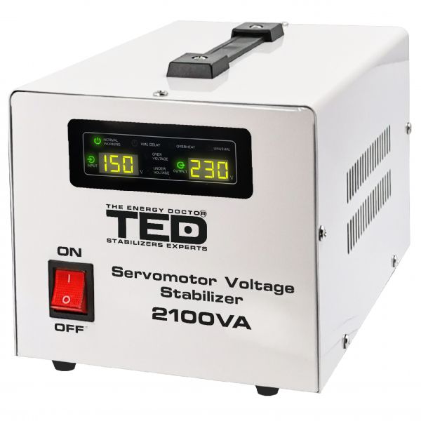Stabilizator de tensiune monofazic cu servomotor, 2.1KVA, 1200W, TED, Servo