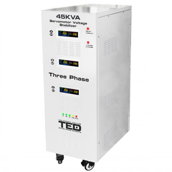 Stabilizator de tensiune trifazic cu servomotor, 45KVA, 36kW, TED, Tower