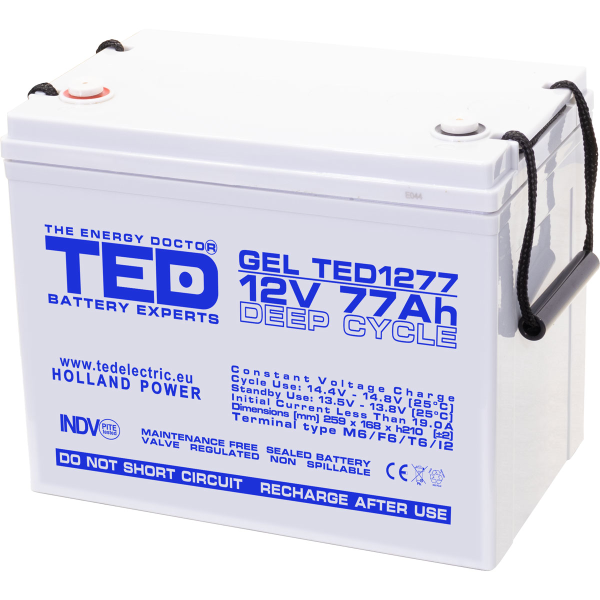 Acumulator 12V, GEL, VRLA, M6, 77A, TED1277