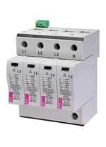 Descarcator la supratensiune ETI, 4+0, debrosabil cu semnalizare, 4P, tip B+C, 440VAC, TN-S+IT, 002440328