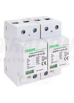 Descarcator la supratensiune Tracon, 1+1, compact cu semnalizare, 2P, tip B+C+D, 275VAC, ESPD1+2+3-25-2P
