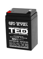 Acumulator 12V, AGM, VRLA, F1 / T1, 2.7A, TED1227