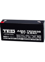 Acumulator 6V, AGM, VRLA, F1 / T1, 3.6A, TED636