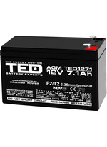 Acumulator 12V, AGM, VRLA, F2 / T2, 7.1A, TED1271 F2