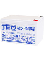 Acumulator 12V, AGM, VRLA, High Rate, F2 / T2, 14.5A, TED12145