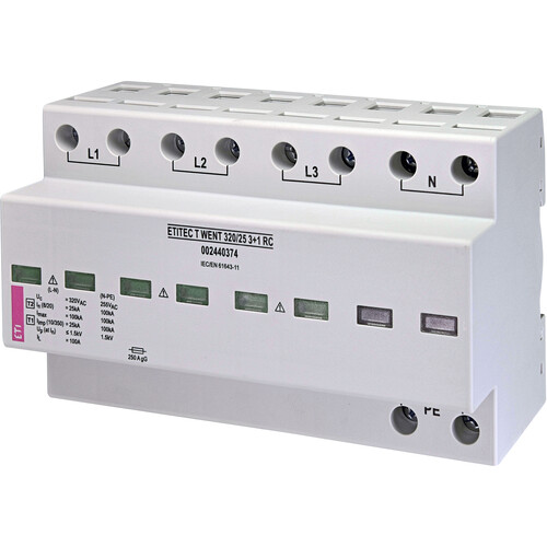 Descarcator la supratensiune ETI, 1+0, compact cu semnalizare, 1P, tip B+C, 320VAC, TN-C, 002440365