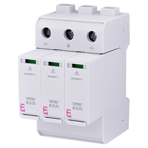 Descarcator la supratensiune ETI, 2+1, debrosabil cu semnalizare, 3P, tip C, 600VDC, 002440736