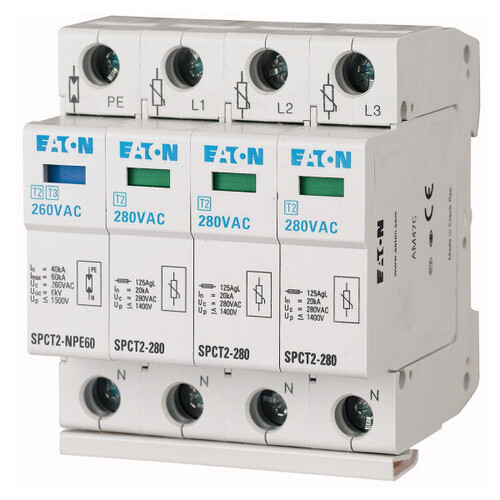 Descarcator la supratensiune Eaton, 3+1, debrosabil cu semnalizare, 3P+N, tip C, 280VAC, 167620