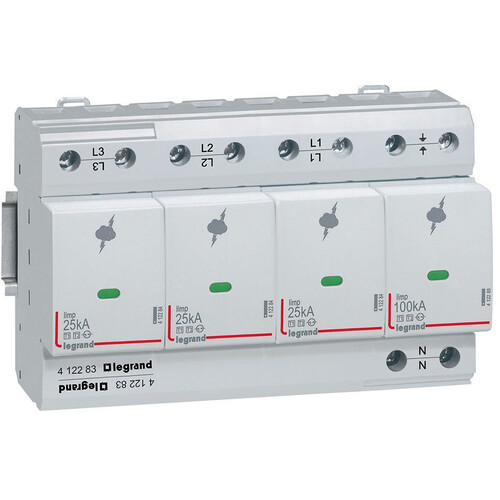 Descarcator la supratensiune Legrand, 3+1, debrosabil cu semnalizare, 3P+N, tip B, 350V, 412283