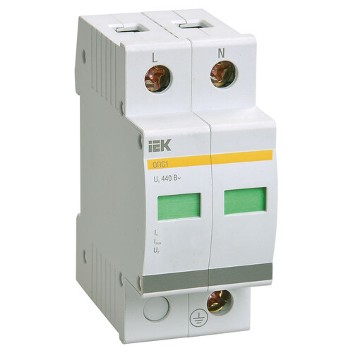 Descarcator la supratensiune iEK, 1+1, compact cu semnalizare, 2P, tip B, 400V, MOP20-2-B