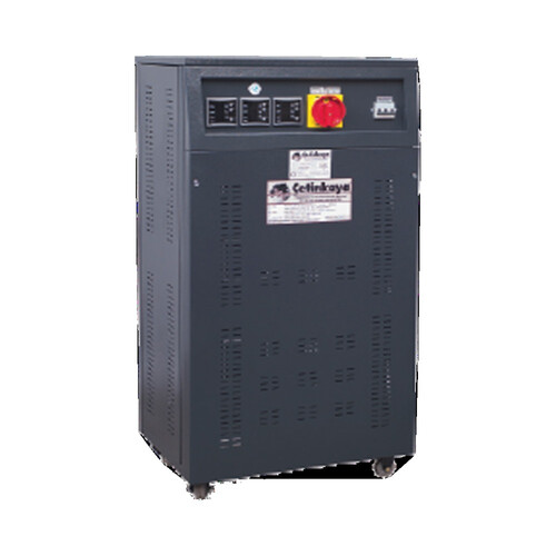 Stabilizator de tensiune trifazic cu servomotor, controlat de microprocesor, 100KVA, cu înfășurare de AL, 80.000W, Cetinkaya