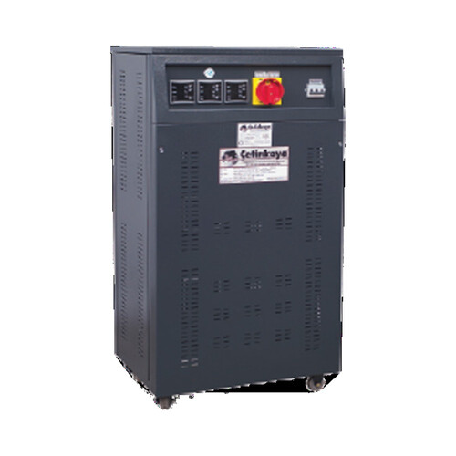 Stabilizator de tensiune trifazic cu servomotor, controlat de microprocesor, 75KVA, cu înfășurare de AL, 60.000W, Cetinkaya