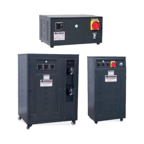Stabilizator de tensiune trifazic cu servomotor, controlat de microprocesor, 500KVA, cu înfășurare de AL, 400KW, Cetinkaya